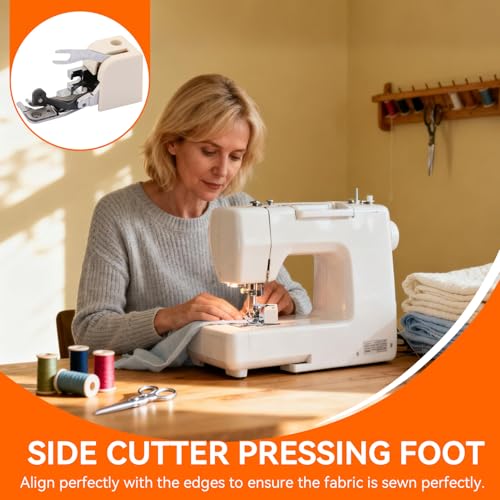 Universal Presser Foot, Side Cutter Sewing Machine Presser Foot Compatible with Low-Shank Multi-Function Household Sewing Machines Feet, NOT for Older Model/Industrial/Mini Machines