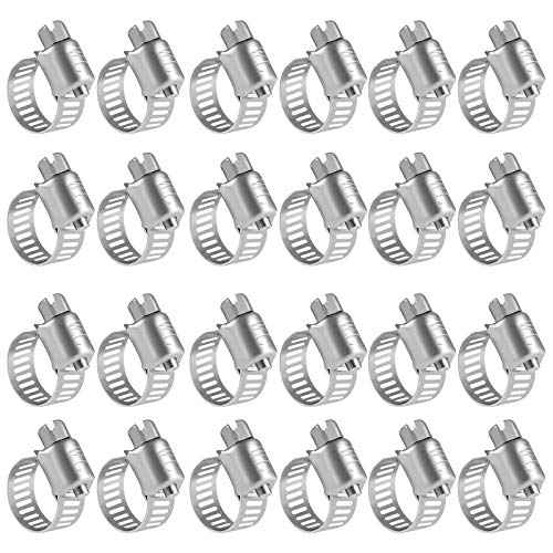 Winlong 1/2" Hose Clamps, Adjustable 1/4" to 5/8" (6mm-16mm), 24PK - size: Mini#4 (1/4" ~ 5/8") 24PK