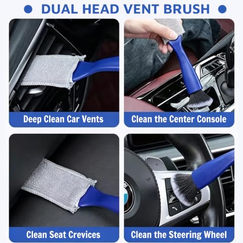 Riomh 9 Pcs Car Detailing Brushes Kit, Car Interior Cleaning Supplies with Cleaning Gel