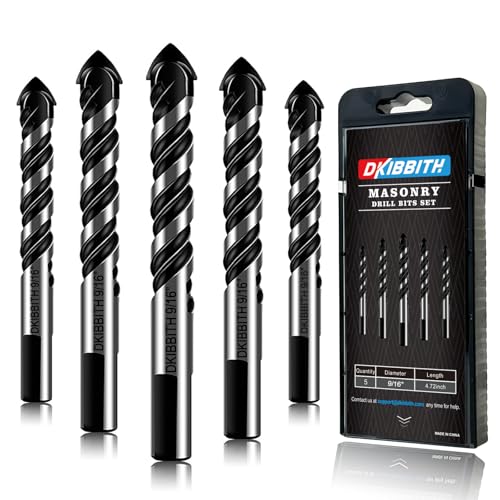 5-Piece 9/16“ Masonry Drill Bits for Tile Glass Ceramic Wall Brick Stone Soft-Metal Wood,9/16 Inch Concrete Drill Bits Cement Drill Bit Set, 3-Flat Shank, YG8 Carbide Tungsten Steel Alloy Tip 14mm - size: 5 Piece 9/16 Inch