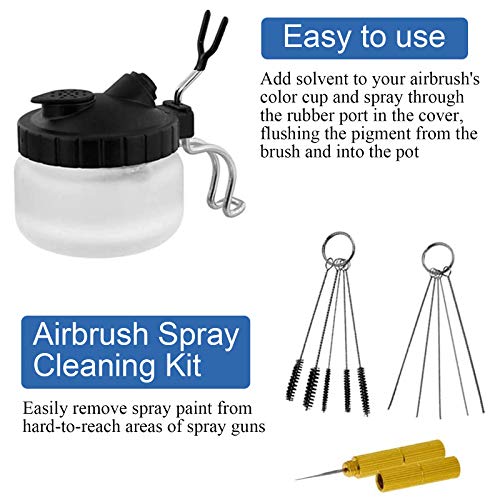 4 Set Airbrush Cleaning Pot Kit with 5 Nozzle Cleaning Needle