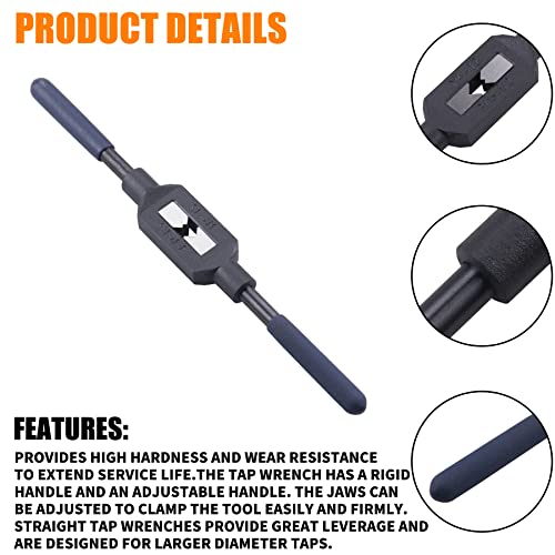Adjustable Tap Reamer Wrench Handle, Alloy Steel, 8/16-1/2 Inch