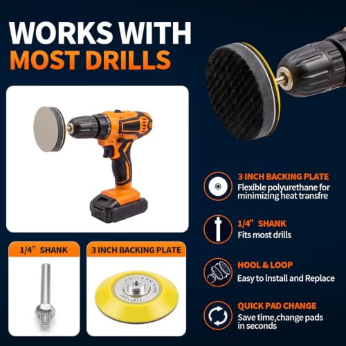 VIBRATITE 32PCS Headlight Restoration Kit, 3" Drill Sanding & Polishing Kit - size: 32 PCS
