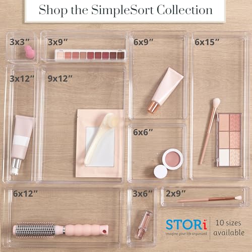 STORi SimpleSort 3-Piece Stackable Clear Drawer Organizer, 12" x 6" x 2" - size: 12x6x2"