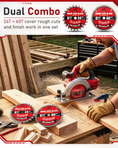 3Pcs 6 1/2 Inch Circular Saw Blade Set, Wood Saw Blade, 5/8 Arbor - size: 6 1/2 Inch