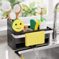 Nieifi Sponge Holder, Black Rustproof ABS Sink Caddy with Towel Rack - color: Black