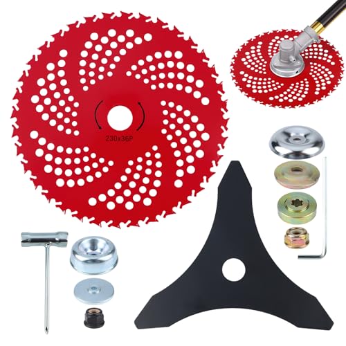 9" 36T Carbide & 10" 3T Brush Cutter Blades with Universal Adapter Kit