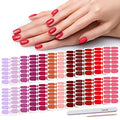 24 Sheets Nail Polish Strips Full Nail Wraps - Red Pink, Self Adhesive Gel Nail Strips Stick on Nail Polish Stickers for Women Nail Art Accessories with 1pc File, Cuticle Stick - color: Pink,red