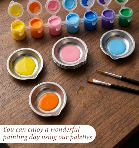 12 PCS 1.9 Inch Metal Paint Tray, Small Mixing Cups Stainless Steel