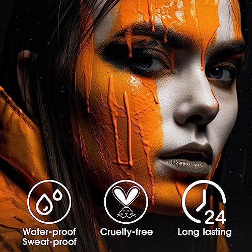 BADCOLOR Orange Face Body Paint Stick, Cream Blendable Eye Black Full Body Paint Makeup for Halloween SFX Makeup Cosplay Joker Zombie Vampire Costume Parties - color: 1PCS Orange