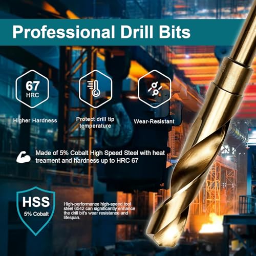 43/64 Inch Cobalt Drill Bit, M35 HSS Twist Drill Bit, 135° Split Point - size: 43/64 Inch