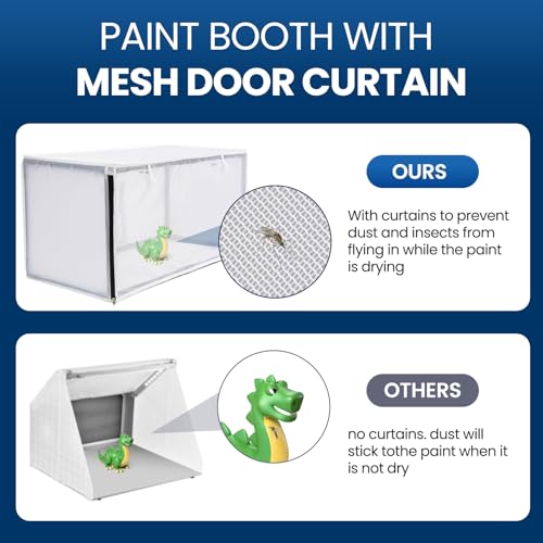 Airbrush Paint Spray Booth,with Filter & Curtain 15 x 30 inch Portable Spray Paint Booth Tool, Tool for DIY Projects, White (15x30inch)