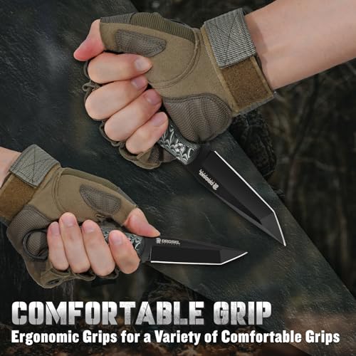 DRGSKL Tanto Fixed Blade Knife - Camping Knife with Sheath - Green - color: Green