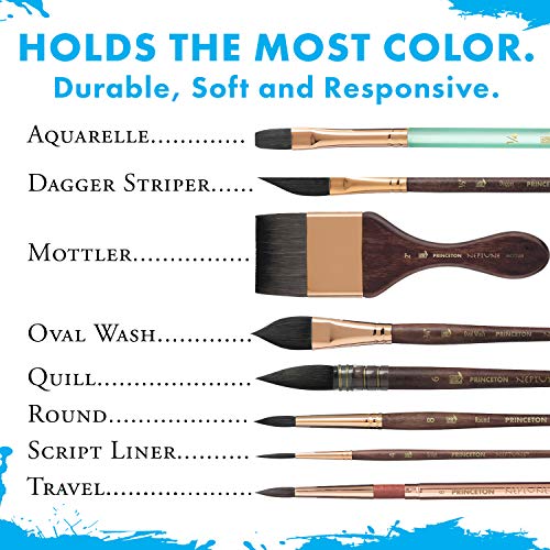 Princeton Artist Brush, Neptune Series 4750, Synthetic Squirrel Watercolor Paint Brush, Script Liner, Size 1