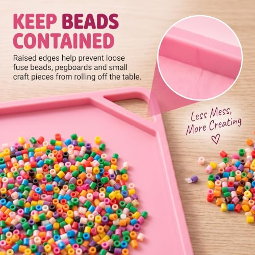 Large Fuse Bead Pegboard Mat 18.9 x 15 in, Silicone Non-Slip Craft Tray Mat - color: light pink