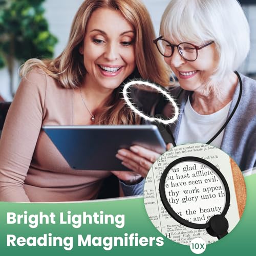 5X Neck Magnifying Glass with Light Hands Free for Reading