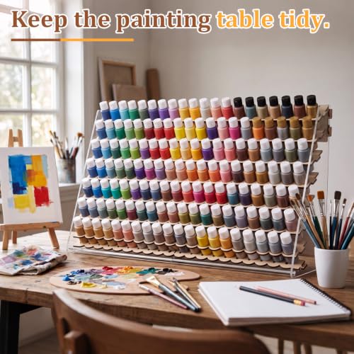 Colingmill 140 Holes Wooden Paint Rack for 2 oz Dropper Bottles - size: 59 ml, style: 140 Holes