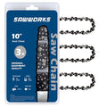 SawWorks 10 Inch Pole Saw Chain 1/4" Pitch .043" Gauge 56 Drive Links - size: 10" 1/4" .043" 56DL-GermanSteel *3Pcs