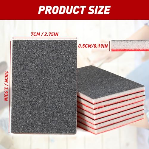 24 PCS Sanding Sponge Block 500-600 Grit Wet Dry Sandpaper for Wood Metal - color: 500-600g, size: 24 Pcs