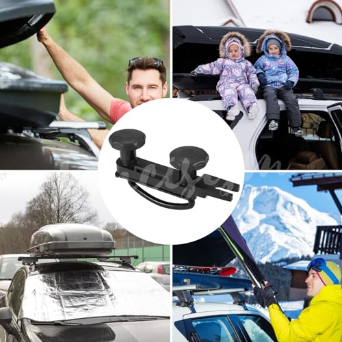 4 Pcs Roof Box U-Bolt Clamps, Upgraded Rooftop Cargo Carrier Rack Bolts, Car Van Mounting Fitting Kit 85mm Inner Width Metal U-Bracket Clips w/ 8 Lock Nuts 2 Straps
