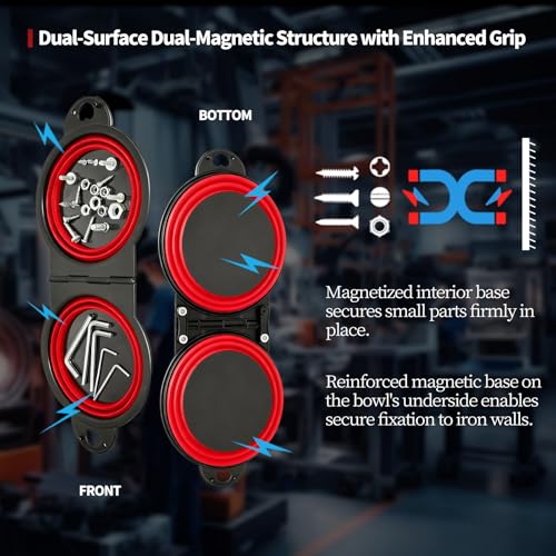Magnetic Trays, Magnetic Bowl for Screws, Magnetic Tool Tray (red2.0) - style: red2.0
