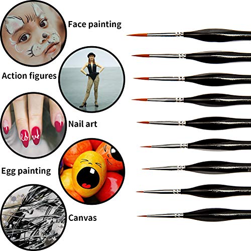 Detail Paint Brush, 9pcs Mini Fine Tip Detailing Brushes