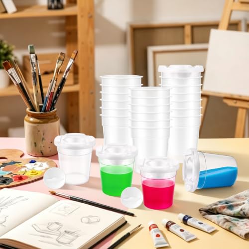 10 Pack No-Spill Paint Cups for Kids, Plastic Containers with Lids