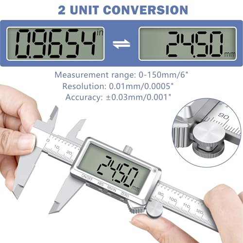 HDLNKAK 6”/150mm Rechargeable Digital Caliper with Large LCD Screen - color: White
