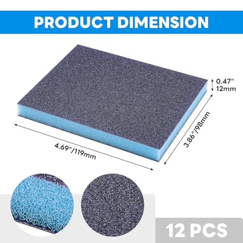 12Pcs 220 Grit Sanding Sponge, Wet Dry Sanding Block Sandpaper Pads - size: 220 Grit