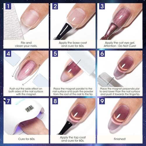 GELLEN Cat Eye Gel Nail Polish, 18ml Blue Purple Color Cat Eye Gel Polish with Magnet Stick, Holographic Glitter Cat Eye Nail Polish Soak Off Nail Art Manicure at Home - color: No.897-Galaxy Blue