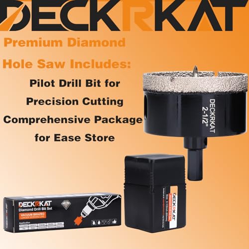 2-1/2 Inch Diamond Hole-Saw Bits with Pilot Drill Bit - 2pc 2-1/2" Diamond Tipped Tile Hole Saws with Guiding Bit Accurate Drilling for Porcelain Tile Ceramic Pottery Granite Stone Glass Bottles 65mm - size: 2-1/2" X 2Pcs