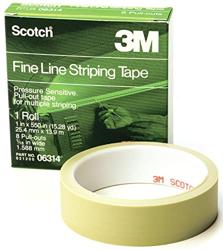 3M Scotch Fine Line Striping Tape, 8 Pull Outs, 06314, 1 in x 550 in