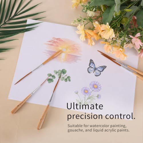 5pcs Long Liner Paint Pinstripe Brushes Set, Fine Detail Brushes (5 Sizes) - color: Wood Color