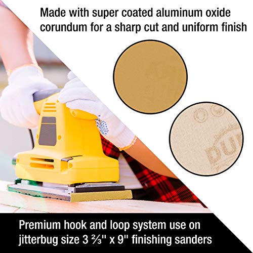 Dura-Gold 1/3 Sheet Gold Sandpaper Sheets, 1000 Grit Box of 20, Hook & Loop - size: 1000-Grit