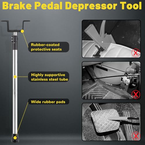 Brake Pedal Depressor Tool, Truck Pedal Depressor Adjustable and Extendable19-41 Stainless Steel Double-Headed Anti-Slip Design Suitable for Automotive Rrake System Repair Work