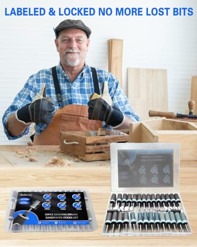 Elechiakan 30PCS Sanding Drums Bands and Sticks for Dremel Rotary Tool 1/8" - style: Mix Grit 30PCS