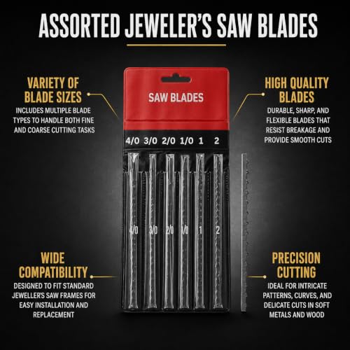 Adjustable Jewelers Saw Kit with 144 Blades and V-Slot Bench Pin with Clamp