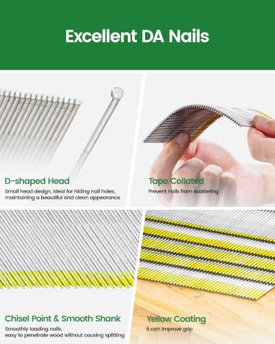 meite 15 Gauge Angled Finish Nails 1-1/4 Inch 34 Degree Galvanized 500PCS - size: 1-1/4-Inch