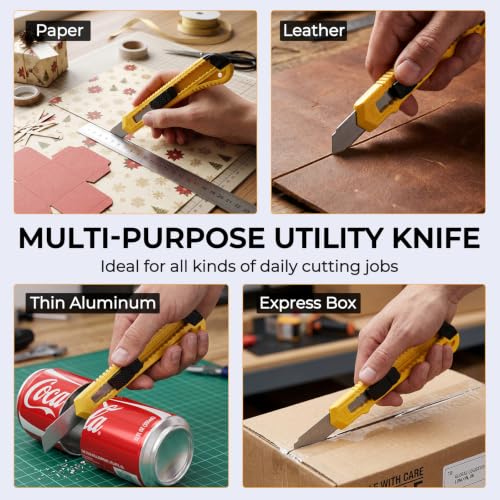 Nicpro 15 Pack Utility Knives with 30 PCS Extra Blades, Plastic Box Cutters - style: 15 Pack（18 mm）
