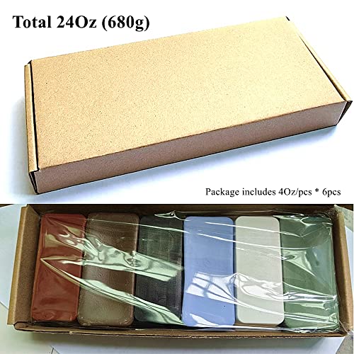DSMART Metal Polishing Buffing Compound Sets 24oz 6Pcs (4oz Each) Polish Rouge for Aluminum Stainless Steel Jewelry from Course to Fine Polish Compound Bar - size: 24 Oz.