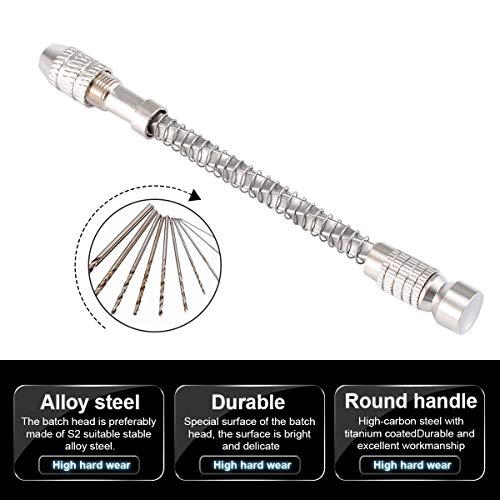 0.2-2mm Mini Hand Drill, Semi-Automatic Hand-Twisting Drills with 1 Chuck, for Crafts Drilling Holes in Resin Epoxy Clay Wood, Jewellery Making, Model Making, Carving DIY - color: 1 Hand Drill + 1 Chuck