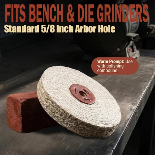8 Inch Rigid Sisal Buffing Wheels with 5/8" Arbor Hole - style: 8" Sisal Wheel