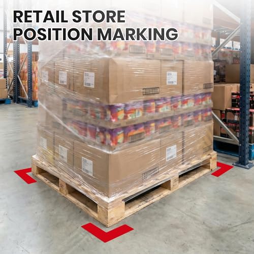 5S Location Marking Corner 72 Pack 6"x 6"x 2" Red L‑Shaped Stickers - color: Red
