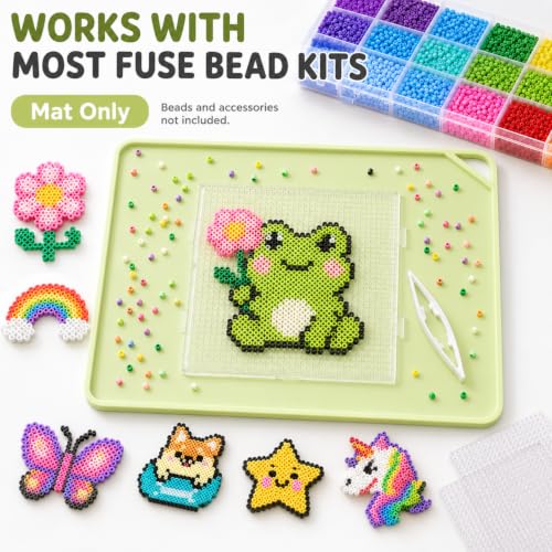 Large Fuse Bead Pegboard Mat 18.9 x 15 in, Silicone Craft Tray - color: Green