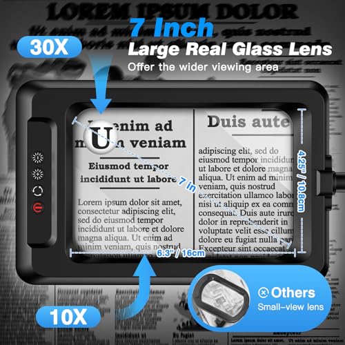 MoKo 10X Magnifying Glass with Light and Stand, Extra Large Lens