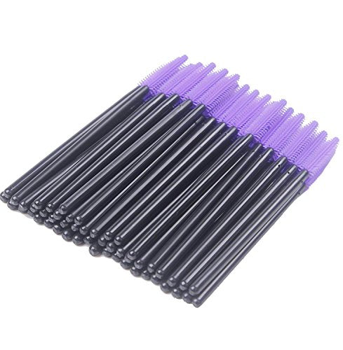 BIHRTC Pack of 100 One-Off Disposable Silicone Eyelash Mascara Brushes - color: Purple