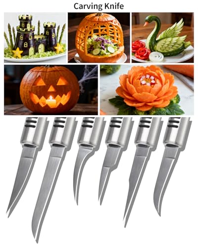 BURLIHOME 12Pcs Fruit&Veggie Carving Knife Set,Garnish Tool,Stainless Steel