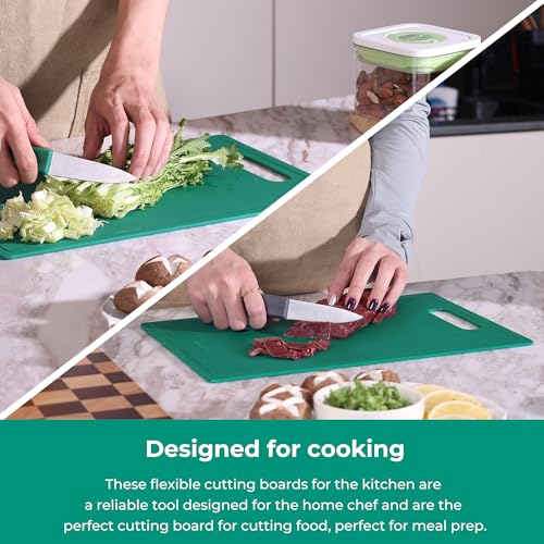 Linoroso Flexible Kitchen Cutting Board - Made from BPA Free Material - Cutting Mark Prevention, 10x14 Inches, Non-Slip Design - Easy-Care Kitchen Essential, Green - color: Green