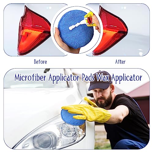 Tanlade 50 Pcs Microfiber Wax Applicator Pads 5 Inch, Blue - color: Blue