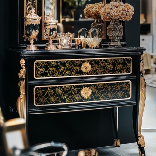 Gold Foil Rub on Transfer for Furniture DTF Transfers for Wood Drawer Decor, Magnolia - style: Magnolia